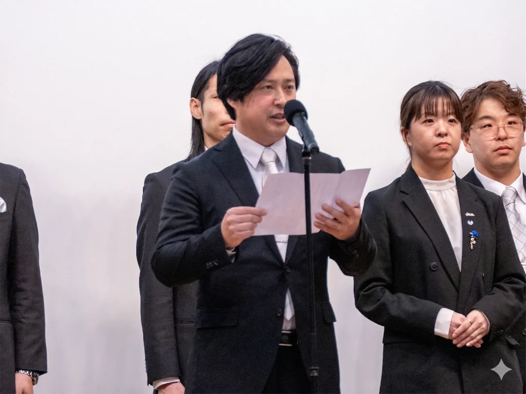 マツダ自動車整備専門学校（神戸）の 教職員の代表スピーチ。